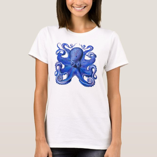 Haeckel Octopus Blue T-Shirt (Front)