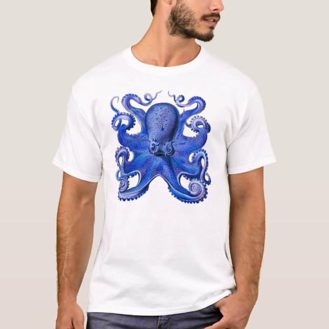 Haeckel Octopus Blue T-Shirt (Front)