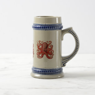 Haeckel Octopus Red Beer Stein