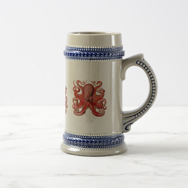 Haeckel Octopus Red Beer Stein (Right)
