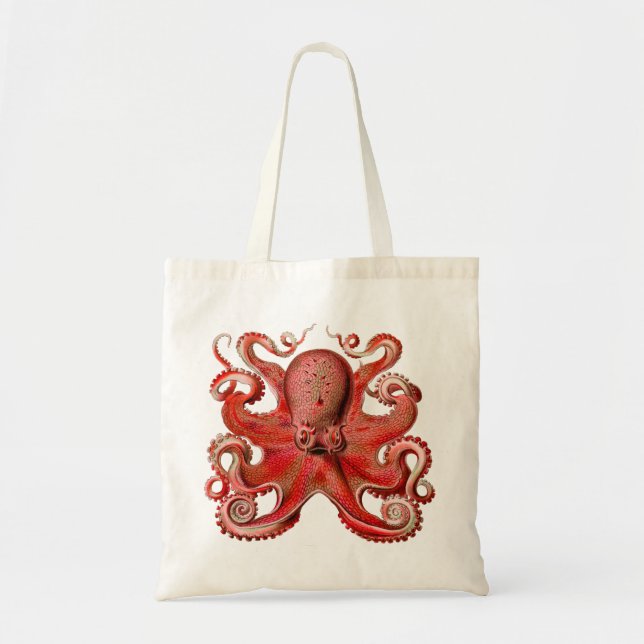 Haeckel Octopus Red Tote Bag (Front)