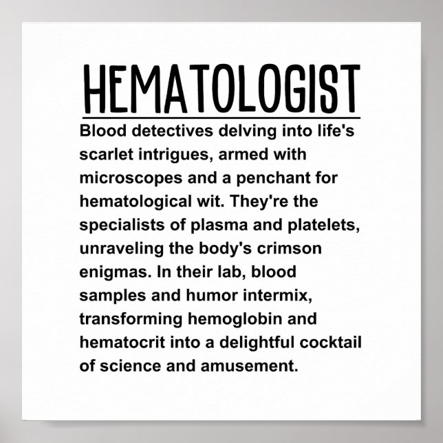 Haematologist Poster (Front)