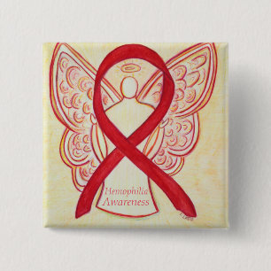 Haemophilia Angel Red Awareness Ribbon Art Pin