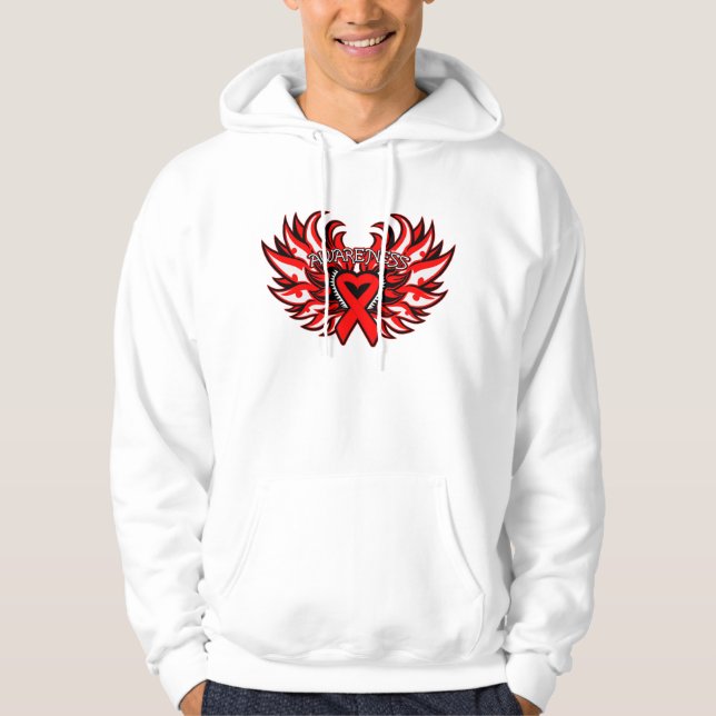 Haemophilia Awareness Heart Wings Hoodie (Front)