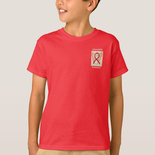 Haemophilia Awareness Red Ribbon Angel Tee (Front)