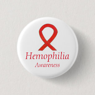 Haemophilia Red Awareness Ribbon Custom Art 3 Cm Round Badge