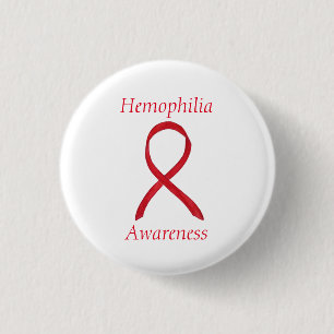 Haemophilia Red Awareness Ribbon Custom Buttons