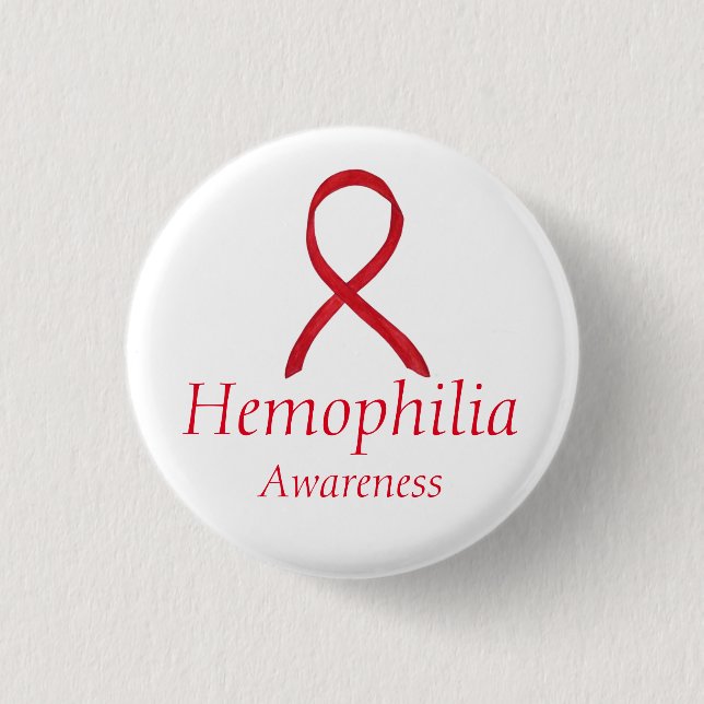 Haemophilia Red Awareness Ribbon Custom Pendants 3 Cm Round Badge (Front)