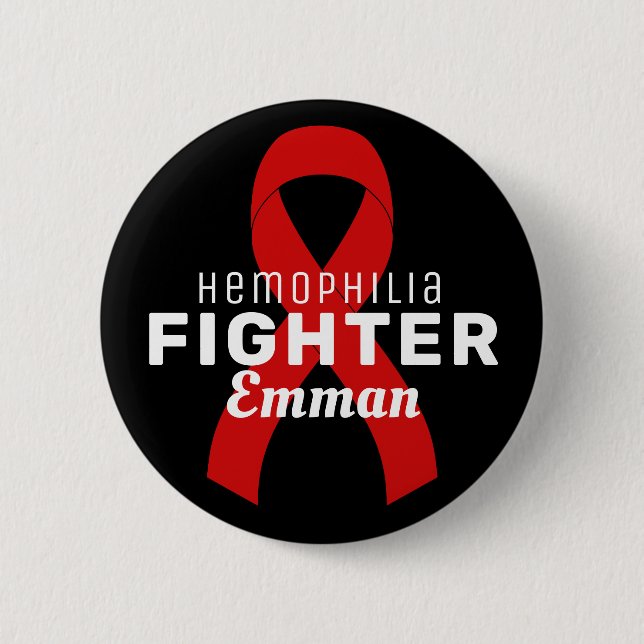 Haemophilia Ribbon Black Button (Front)