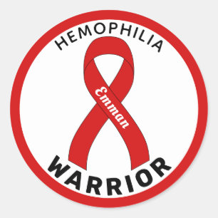 Haemophilia Warrior Ribbon White Round Sticker