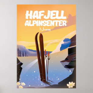 hafjell alpinsenter Norway beautiful ski poster. Poster