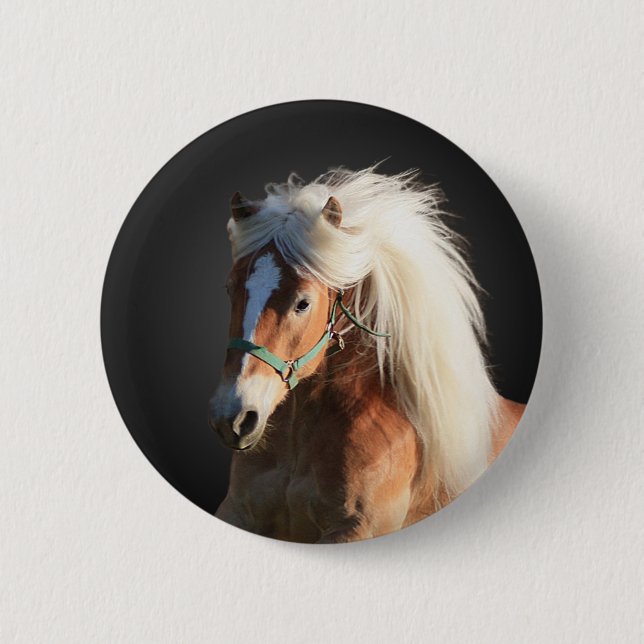 Haflinger Horse 6 Cm Round Badge (Front)