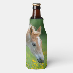 Haflinger Horse Cute Foal Flowers, Bottle-Jacket