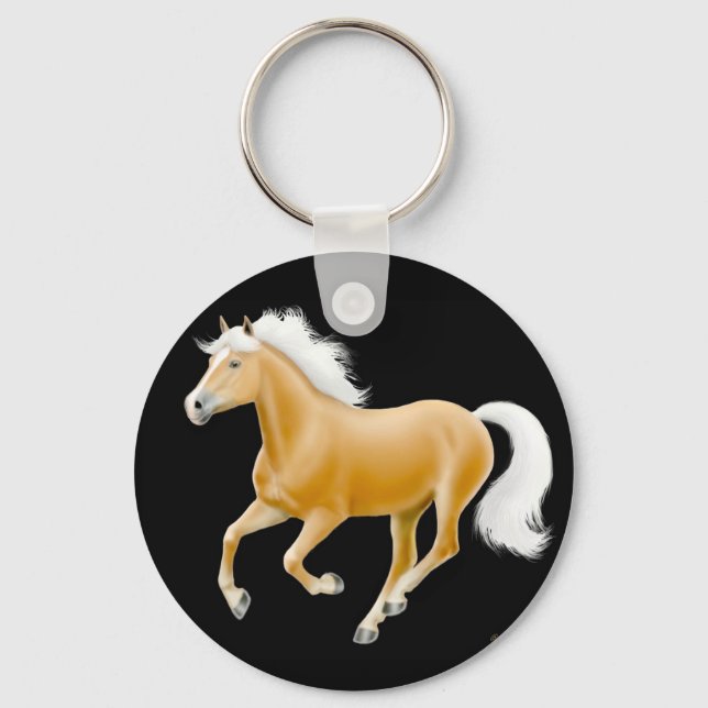 Haflinger Palomino Horse Keychain Black (Front)