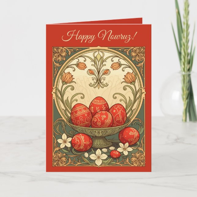 Haft-Sin Treasures Decorative Nowruz Egg Card (Front)