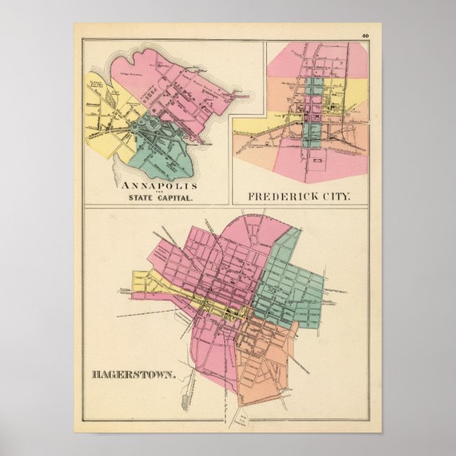 Hagerstown, Annapolis, Frederick City Poster (Front)