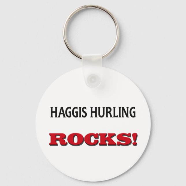 Haggis Hurling Rocks Key Ring (Front)