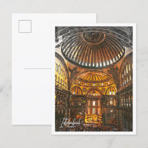 Hagia Sophia Istanbul Turkey Colour Sketch Postcard