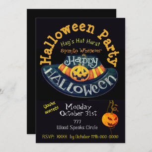 Hag's Hat Hurst Halloween Custom Invitation