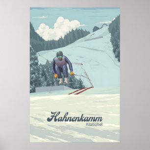 Hahnenkamm Kitzbuhel Austria Ski Resort Travel Poster