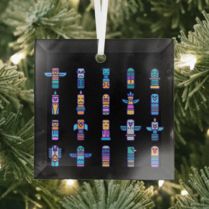 Haida Animals Native Canadian Native Pride Glass Tree Decoration