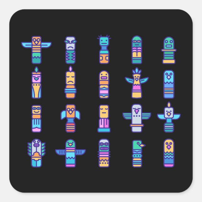 Haida Animals Native Canadian Native Pride Square Sticker (Front)