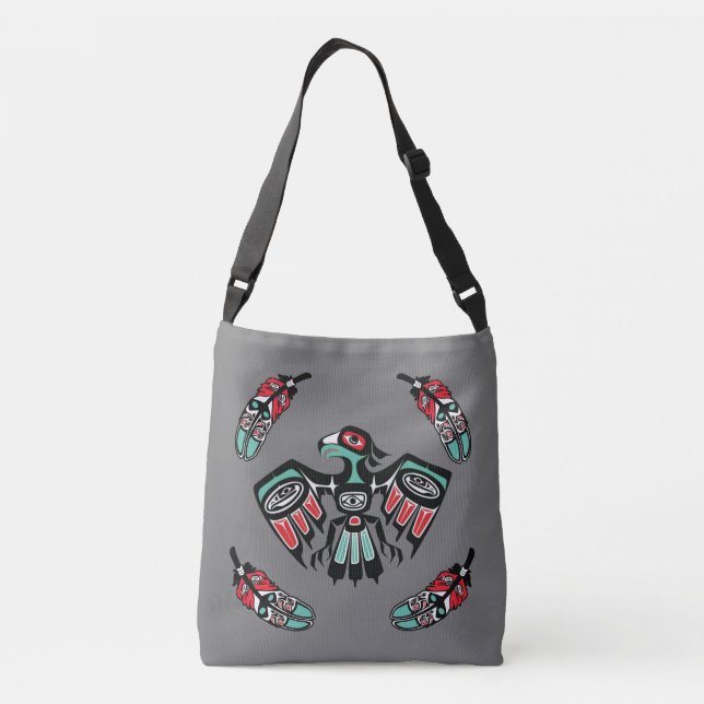 Haida Eagle and Orca Custom Text Reversible   Crossbody Bag (Back)