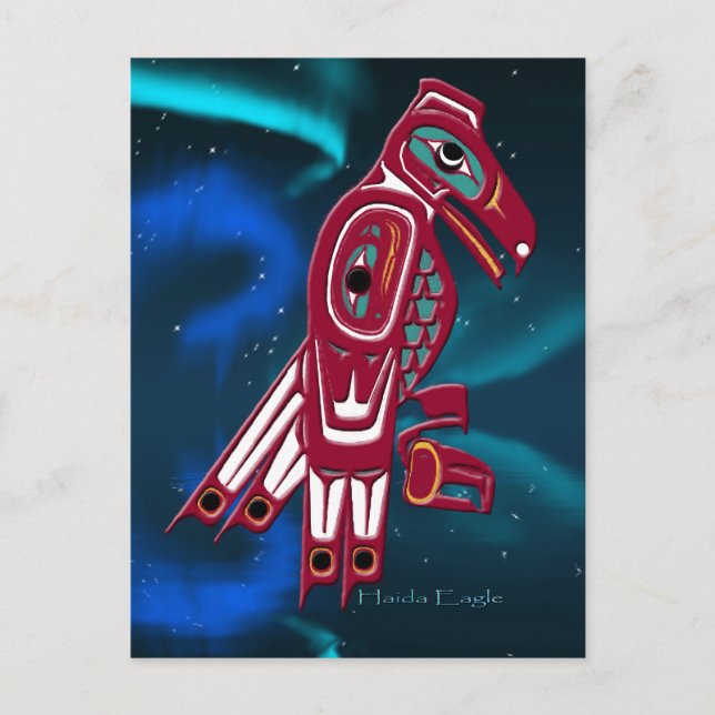 Haida Eagle & Aurora Native American Art Design Postcard (Front)