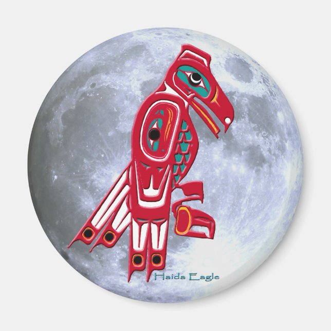 HAIDA EAGLE & FULL MOON Native American Art Magnet (Front)