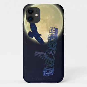 Haida Eagle, Full Moon & Totem Pole Native Art Case-Mate iPhone Case