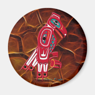 HAIDA EAGLE & Orange Fractal Native Art Magnet