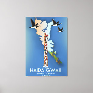 haida gwaii British Columbia Canadian map Canvas Print