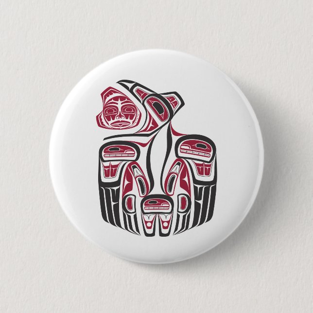 Haida Raven Design 6 Cm Round Badge (Front)