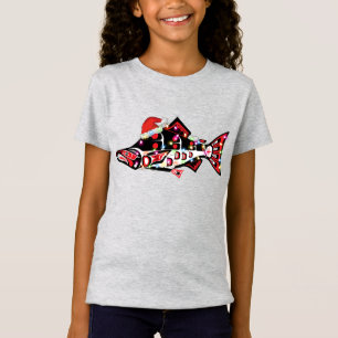 Haida Salmon Spirit Animal With Christmas Lights T-Shirt