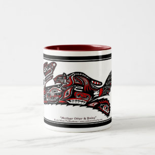 "HAIDA SPIRIT MUG" Native American-style Otter Art Two-Tone Coffee Mug