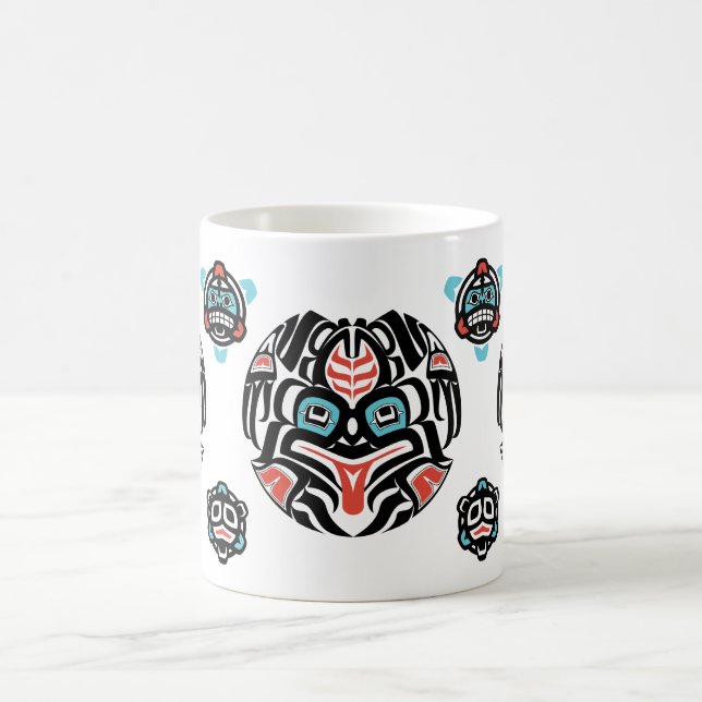 Haida-style Frog, Muted Colours - Tlingit Mug (Center)