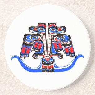 Haida Style Pacific Northwest Double Thunderbird Coaster