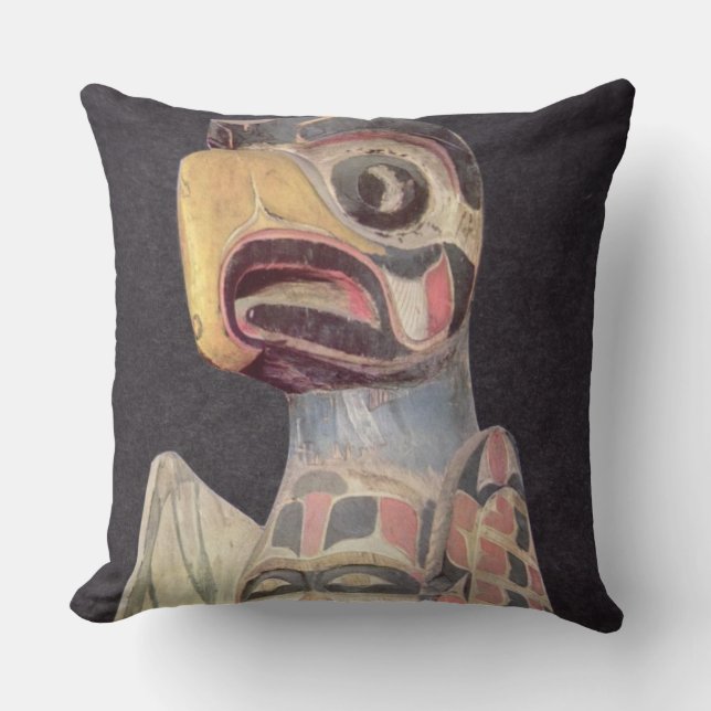 Haida 'Thunderbird' statue (painted wood) Cushion (Front)