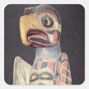 Haida 'Thunderbird' statue (painted wood) Square Sticker
