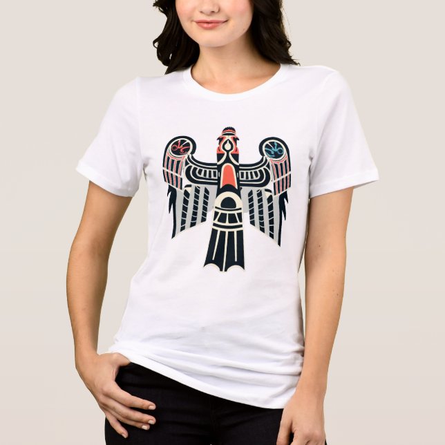 Haida Tlingit Native Raven Totem Tri-Blend Shirt (Front)