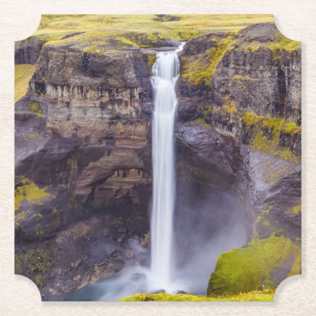 Haifoss waterfall, Iceland Paper Coaster (Front)