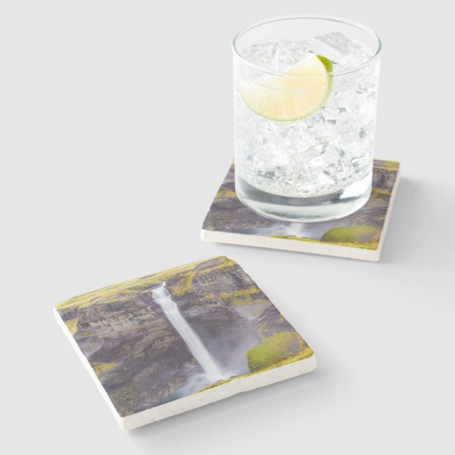 Haifoss waterfall, Iceland Stone Coaster (Side)