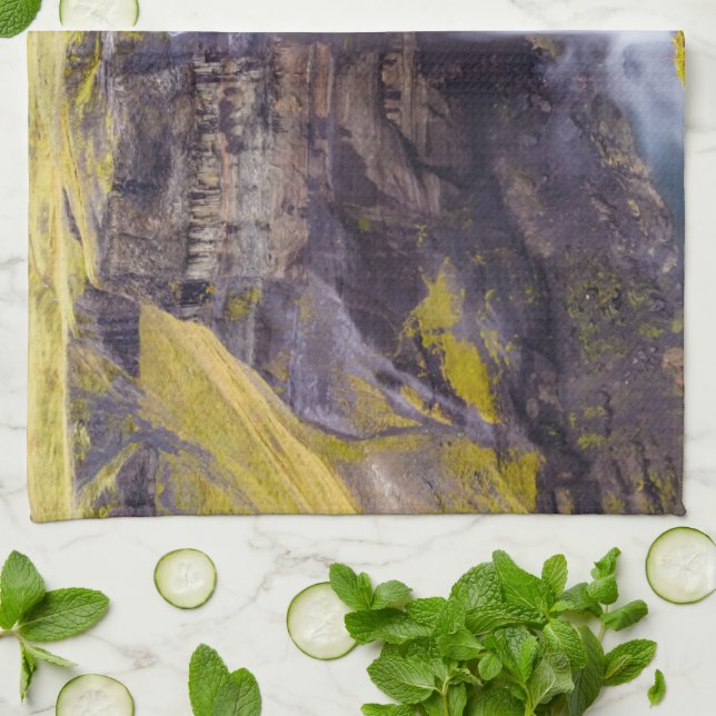 Haifoss waterfall, Iceland Tea Towel (Folded)