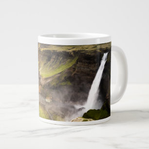 Haifoss Waterfall Summer in Iceland Large Coffee Mug