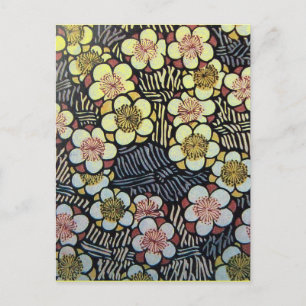 HAIKU/ BLACK WHITE PINK YELLOW SPRING FLOWERS POSTCARD