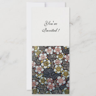 HAIKU/ BLACK WHITE YELLOW PINK SPRING FLOWERS INVITATION