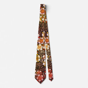 HAIKU/ BLACK WHITE YELLOW SPRING FLOWERS  TIE