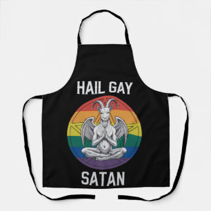 Hail Gay Satan Funny Goth Gothic Goat LGBTQ Apron