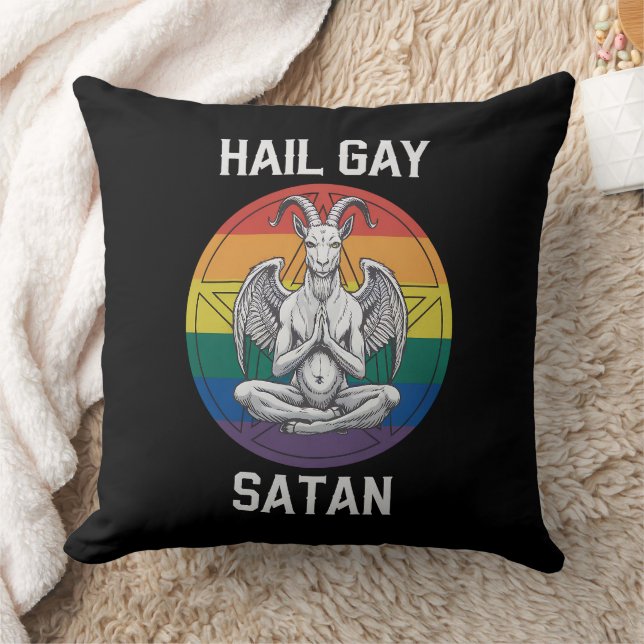Hail Gay Satan Funny Goth Gothic Goat LGBTQ Cushion (Blanket)