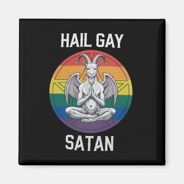 Hail Gay Satan Funny Goth Gothic Goat LGBTQ Magnet (Front)
